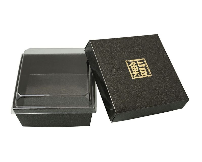 ちらし折(鮨)黒金砂目かぶせフタセット|紙製折箱なら大成パック ちらし折(鮨)黒金砂目かぶせフタセット|紙製折箱なら大成パック